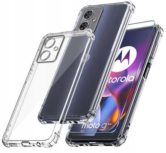 Etui Do Motorola Moto G54 5G|Power Edition Anti-Shock Clear Case + Szkło 9H Krainagsm