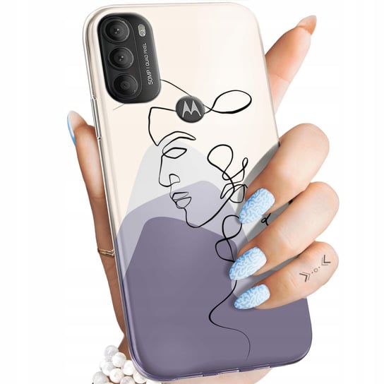 Etui Do Motorola Moto G71 5G Wzory Continuous Line-Art Kreska Linie Obudowa Motorola