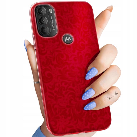 Etui Do Motorola Moto G71 5G Wzory Czerwone Serca Róże Obudowa Pokrowiec Motorola