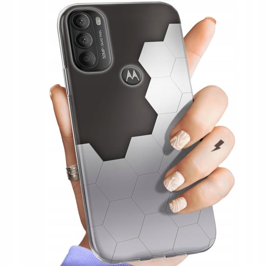 Etui Do Motorola Moto G71 5G Wzory Szare Metallic Grey Obudowa Pokrowiec Motorola
