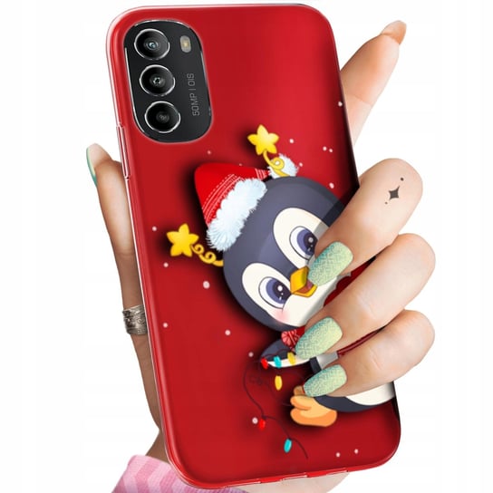 Etui Do Motorola Moto G82 Wzory Święta Christmas Mikołaj Pingwin Obudowa Motorola