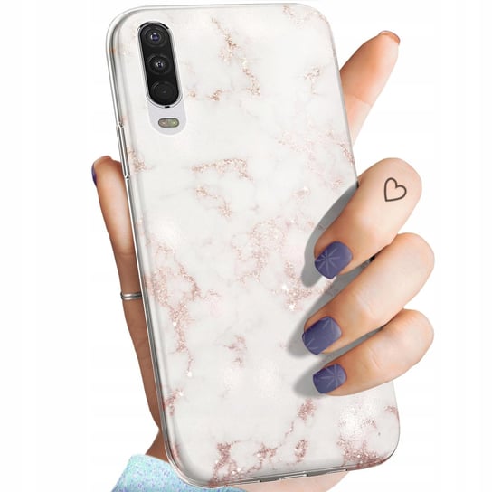 Etui Do Motorola One Action / P40 Power Wzory Białe Kamień Kształty Case Motorola