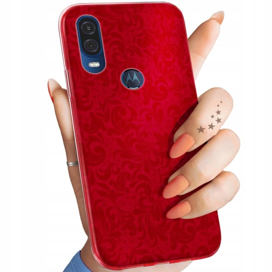 Etui Do Motorola One Vision / P40 Wzory Czerwone Serca Róże Obudowa Case Motorola