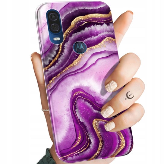 Etui Do Motorola One Vision / P40 Wzory Różowy Marmur Purpura Róż Marmur Motorola