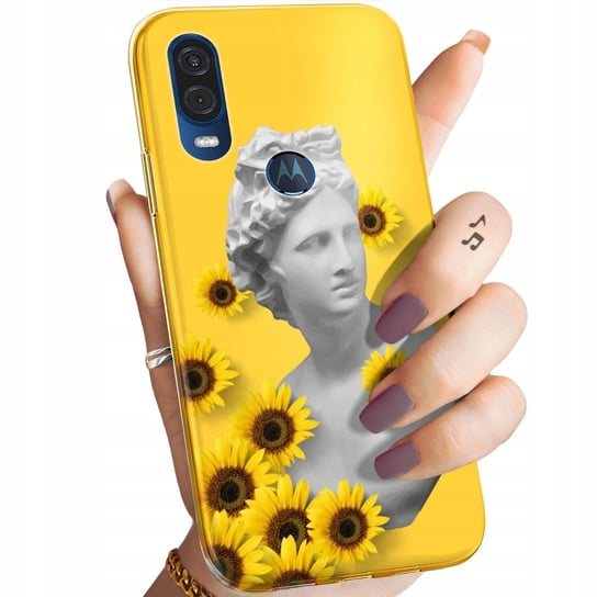 ETUI DO MOTOROLA ONE VISION / P40 WZORY ŻÓŁTE SŁONECZNE YELLOW OBUDOWA CASE Motorola