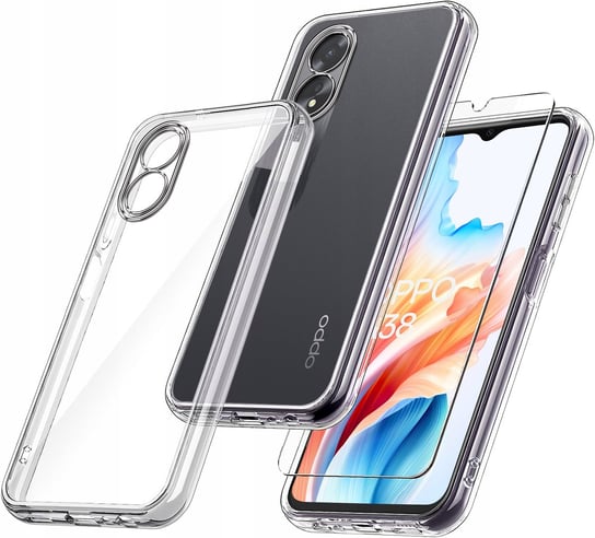 Etui do Oppo A38 4G WZMACNIANE 360° CLEAR + Szkło 9H Krainagsm