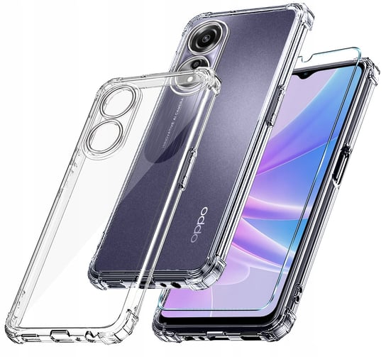 Etui Do Oppo A78 5G| A58 5G Anti-Shock Clear Case + Szkło Ochronne 9H Krainagsm