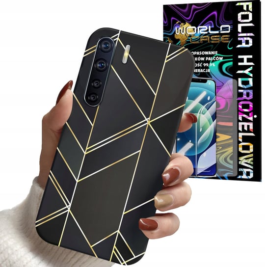 ETUI DO OPPO A91 - MARMUREK GEOMETRYCZNE WZORY DLA KOBIET + FOLIA WORLD CASE