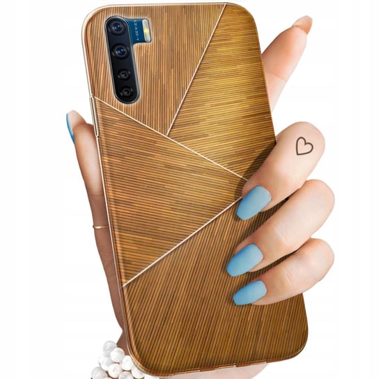 Etui Do Oppo A91 Wzory Brązowe Drewniane Brown Obudowa Pokrowiec Case Oppo