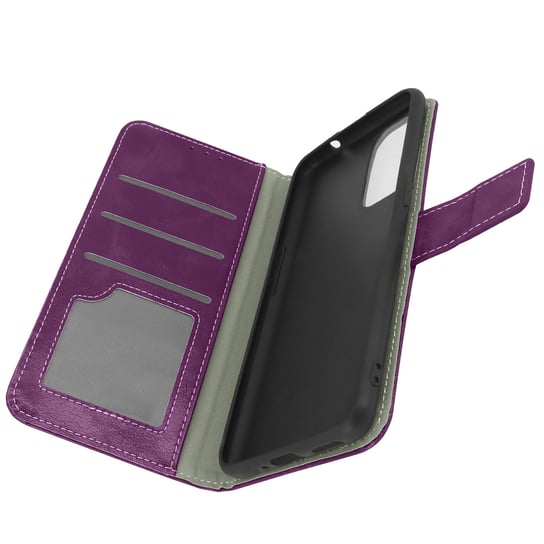 Etui do Oppo Find X3 Neo z funkcją portfela i podstawki - fioletowe Avizar
