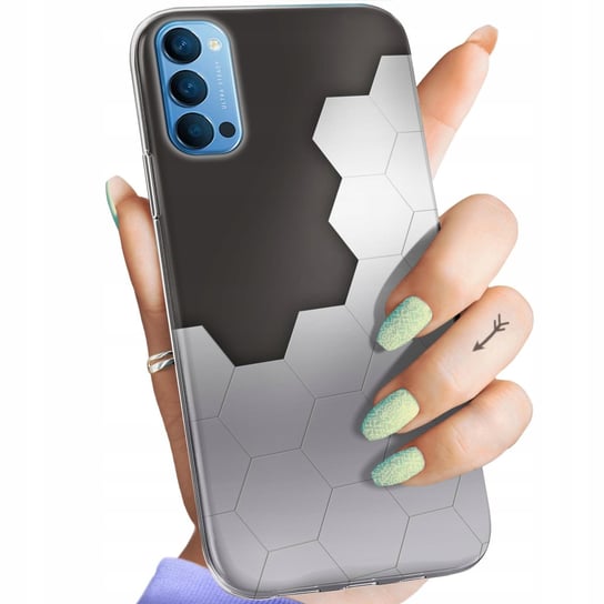 Etui Do Oppo Reno Wzory Szare Metallic Grey Obudowa Pokrowiec Case