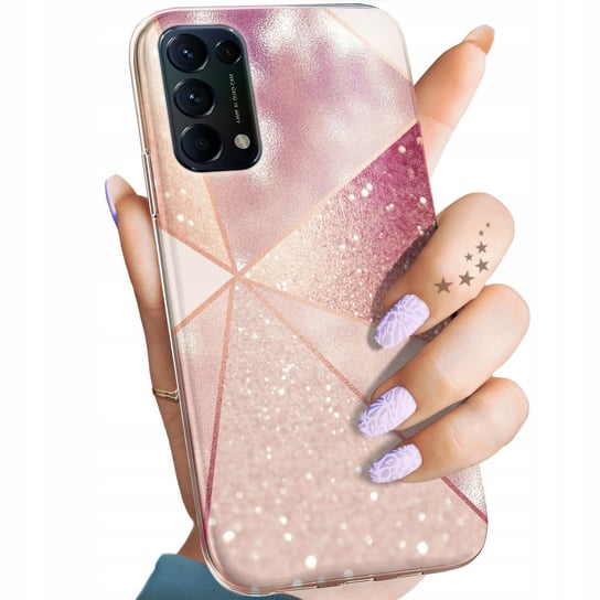 Etui Do Oppo Reno 5 5G Wzory Różowe Złoto Róż Obudowa Pokrowiec Case Oppo