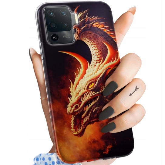 Etui Do Oppo Reno 5 Lite Wzory Smoki Dragon Taniec Smoków Obudowa Pokrowiec Oppo