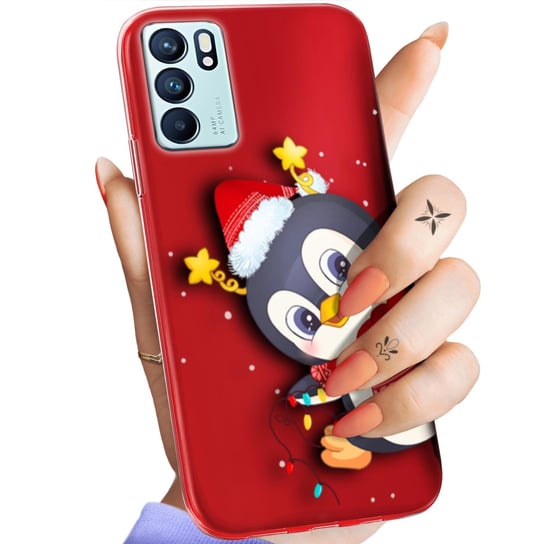 Etui Do Oppo Reno 6 5G Wzory Święta Christmas Mikołaj Pingwin Obudowa Case Oppo