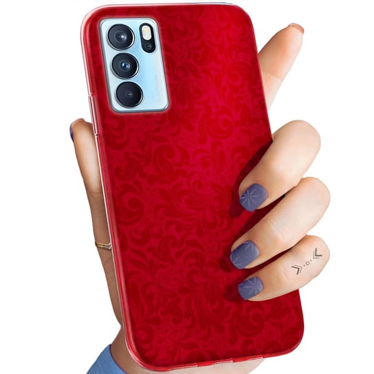 Etui Do Oppo Reno 6 Pro 5G Wzory Czerwone Serca Róże Obudowa Pokrowiec Case Oppo