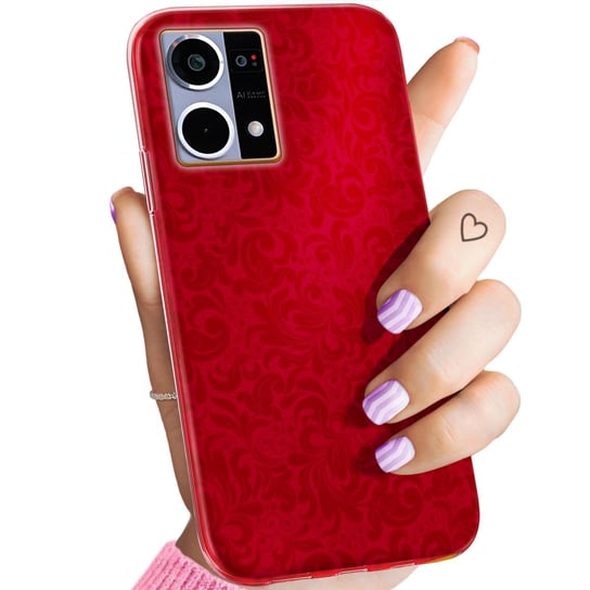 Etui Do Oppo Reno 7 4G Wzory Czerwone Serca Róże Obudowa Pokrowiec Case Oppo