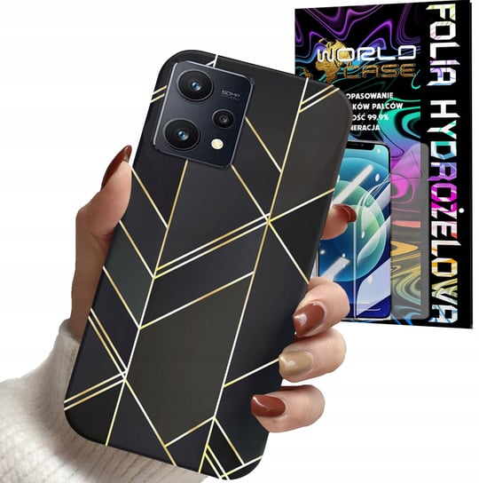 ETUI DO REALME 8 / 8 PRO - MARMUREK GEOMETRYCZNE WZORY DLA KOBIET + FOLIA WORLD CASE