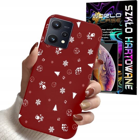 ETUI DO REALME 9 PRO - ŚWIĄTECZNE WZORY CHOINKA + SZKŁO WORLD CASE