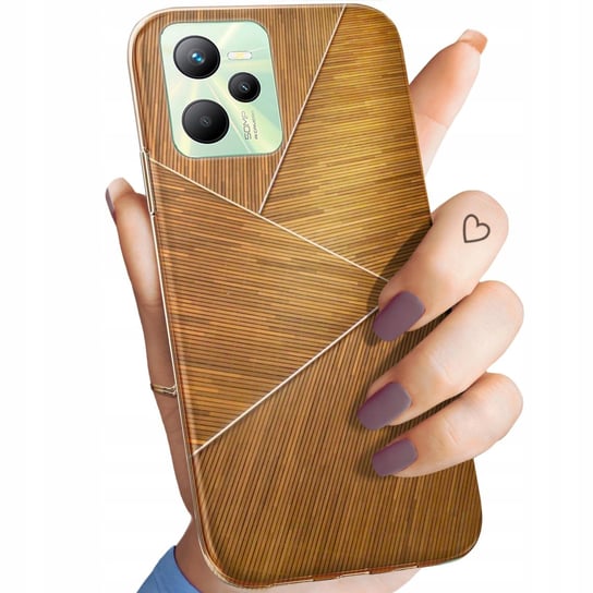 Etui Do Realme C53 Wzory Brązowe Drewniane Brown Obudowa Pokrowiec Case Realme