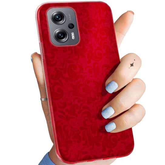 Etui Do Redmi Note 11T Pro / Poco X4 Gt Wzory Czerwone Serca Róże Obudowa Xiaomi