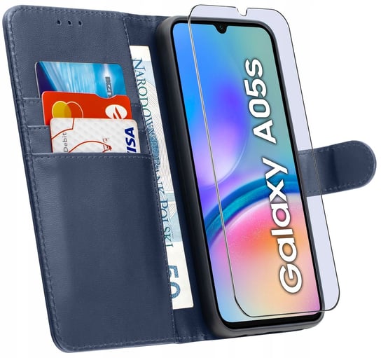 ETUI do Samsung A05s| SKÓRZANE PORTFEL BOOK TOKRA CASE CLASSIC + SZKŁO Krainagsm