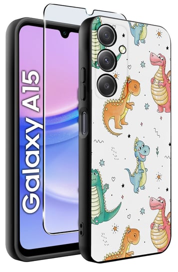 ETUI do Samsung A15 4G | 15 5G WZORY | SILIKONOWE MATT CASE + SZKŁO 9H Krainagsm