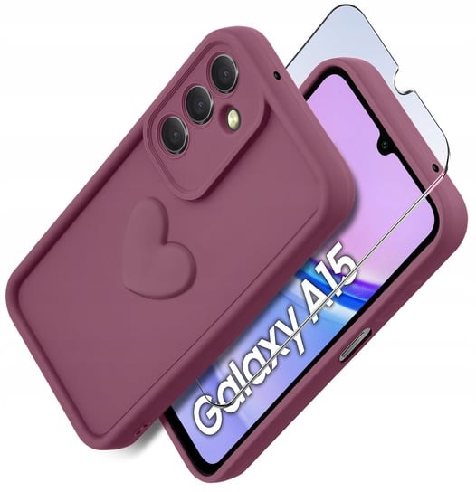 Etui do Samsung A15 5G silikonowe MATOWE serce + Szkło ochronne na ekran 9H Krainagsm