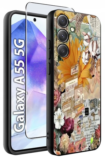 ETUI do Samsung A55 5G WZORY | SILIKONOWE MATT CASE + SZKŁO HARTOWANE 9H Krainagsm