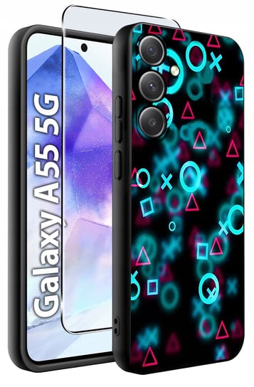 ETUI do Samsung A55 5G WZORY | SILIKONOWE MATT CASE + SZKŁO HARTOWANE 9H Krainagsm