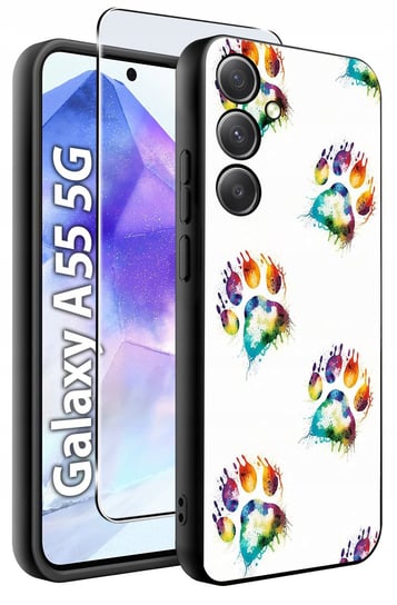 ETUI do Samsung A55 5G WZORY | SILIKONOWE MATT CASE + SZKŁO HARTOWANE 9H Krainagsm