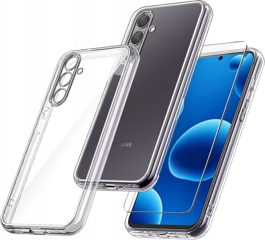 Etui do Samsung A56 5G WZMACNIANE SILIKONOWE PRZEZROCZYSTE + Szkło Krainagsm