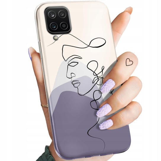 Etui Do Samsung Galaxy A12 Wzory Continuous Line-Art Kreska Linie Obudowa Samsung Electronics