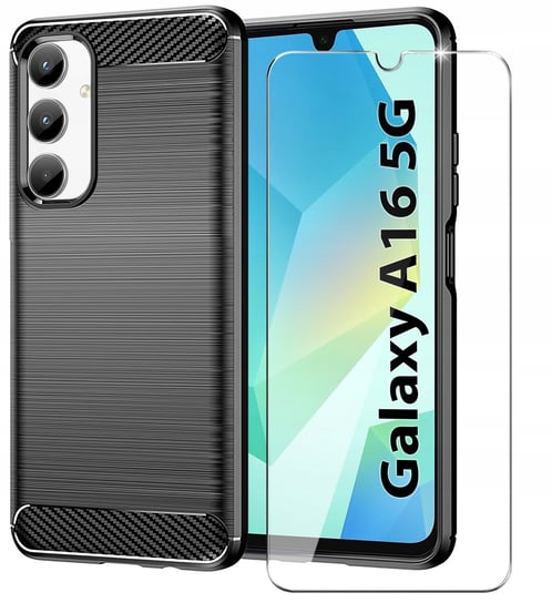 Etui Do Samsung Galaxy A16 5G Pancerne Carbon Case + Szkło Ochronne 9H Krainagsm