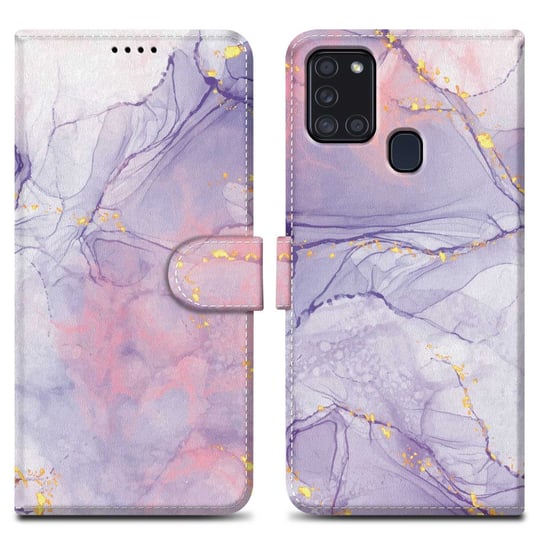 Etui Do Samsung Galaxy A21s Pokrowiec w Różowo-Fioletowy Marmur No. 5 Etui Case Cover Obudowa Ochronny Cadorabo Cadorabo