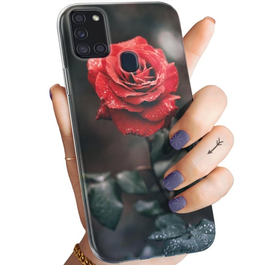 Etui Do Samsung Galaxy A21S Wzory Róża Z Różą Rose Obudowa Pokrowiec Case Samsung