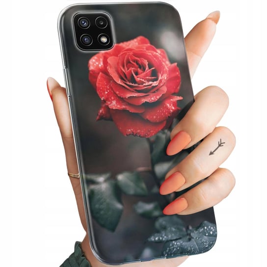 Etui Do Samsung Galaxy A22 5G Wzory Róża Z Różą Rose Obudowa Pokrowiec Case Samsung