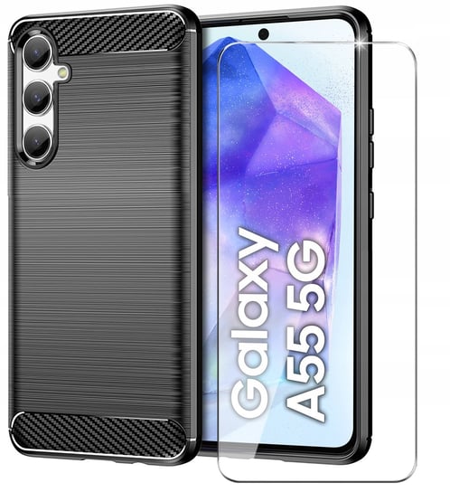 Etui do Samsung Galaxy A35 5G Pancerne Carbon CASE + Szkło OCHRONNE 9H Krainagsm