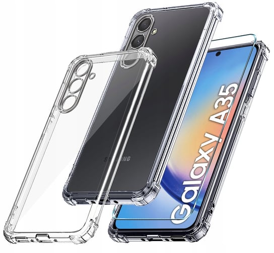 Etui do Samsung Galaxy A35 | A35 5G ANTI-SHOCK CLEAR CASE PLECKI + Szkło 9H Krainagsm