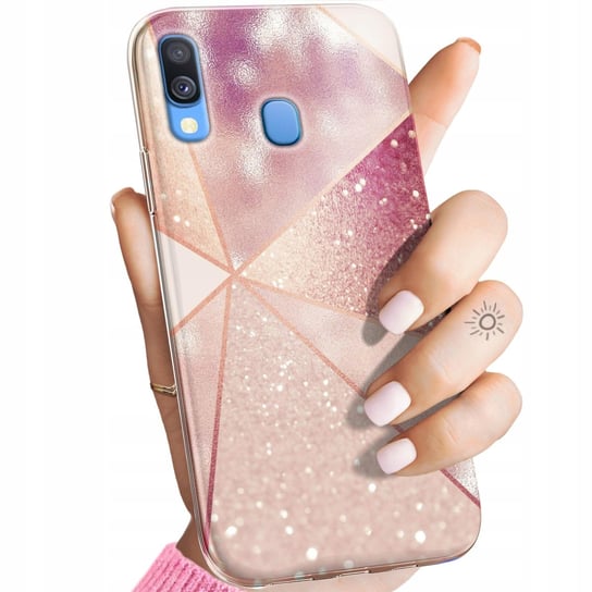 Etui Do Samsung Galaxy A40 Wzory Różowe Złoto Róż Obudowa Pokrowiec Case Samsung Electronics