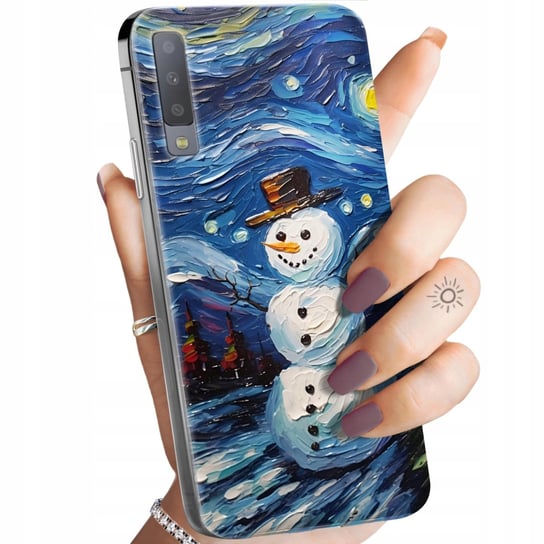 Etui Do Samsung Galaxy A7 2018 Wzory Bałwan Zima Śnieg Obudowa Pokrowiec Samsung