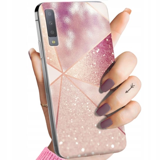 Etui Do Samsung Galaxy A7 2018 Wzory Różowe Złoto Róż Obudowa Pokrowiec Samsung