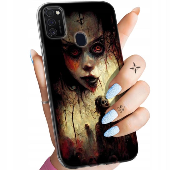 ETUI DO SAMSUNG GALAXY M21 WZORY HALLOWEEN ZOMBIE DYNIE CZASZKI CZAROWNICE Samsung Electronics