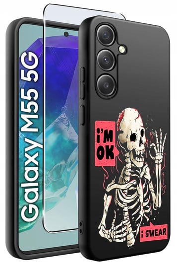 Etui do Samsung Galaxy M55 5G WZORY |SILIKONOWE MATT CASE + SZKŁO 9H Krainagsm