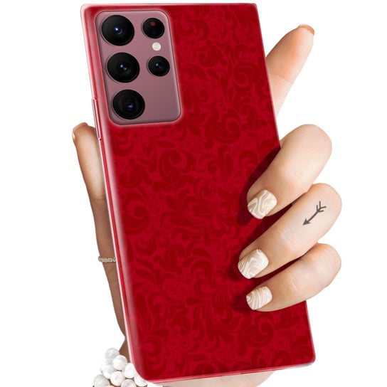 Etui Do Samsung Galaxy S22 Ultra Wzory Czerwone Serca Róże Obudowa Case Samsung