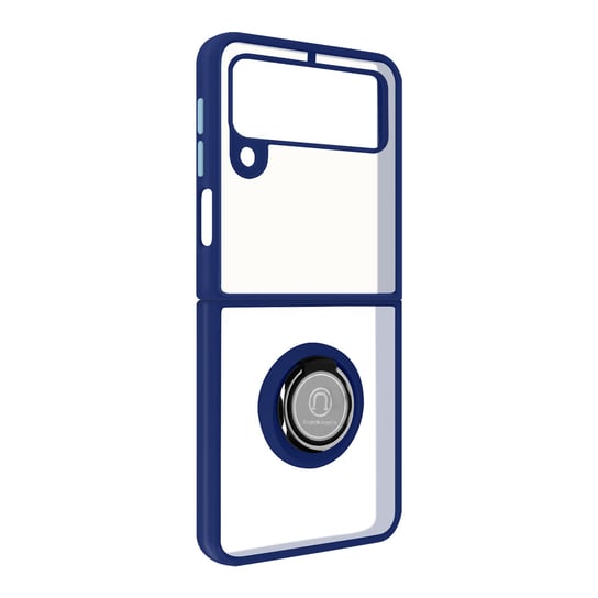 Etui do Samsung Galaxy Z Flip 3 Bi-materiał Metal Ring Support - niebieskie Avizar