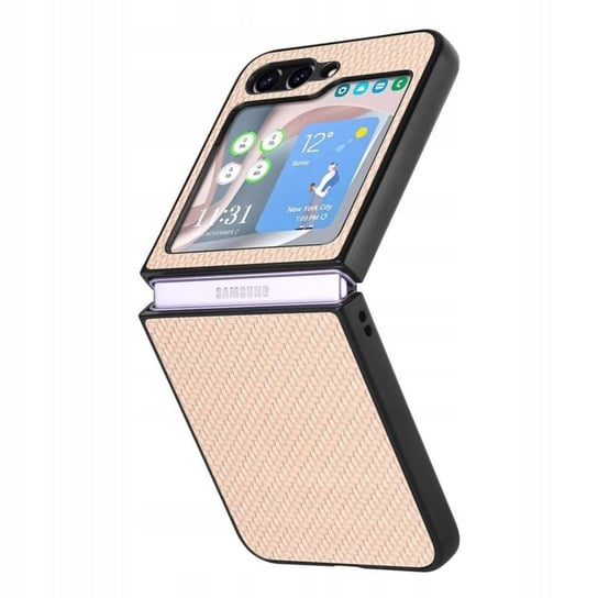 Etui do Samsung Galaxy Z Flip 5 5G F731 Hard Carbon kremowe Pokrowiec obudowa Futerał Guma Case GSM-HURT