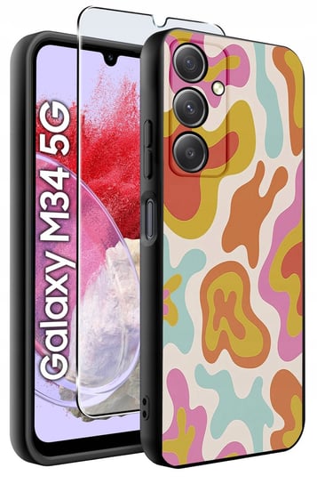 ETUI do Samsung M34 5G WZORY | SILIKONOWE MATT CASE + SZKŁO HARTOWANE 9H Krainagsm