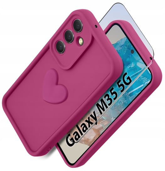 Etui do Samsung M35 5G silikonowe MATOWE serce + Szkło ochronne na ekran 9H Krainagsm