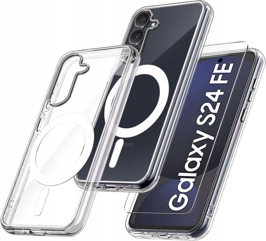 Etui do Samsung S24 FE WZMACNIANE do MAGSAFE ANTI SHOCK CLEAR CASE + Szkło Krainagsm