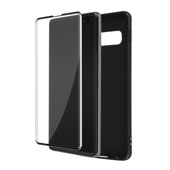 Etui do Samsunga Galaxy S10 Plus Soft czarne i szkło hartowane 9H Clear Avizar